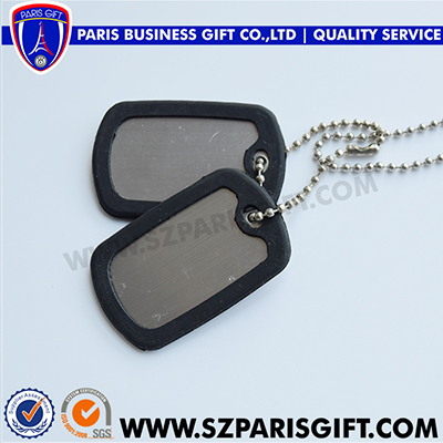 Blank dog tag with rubber