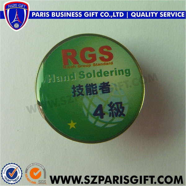 green color printed souvenir lapel pins,good quality custom metal badge emblem