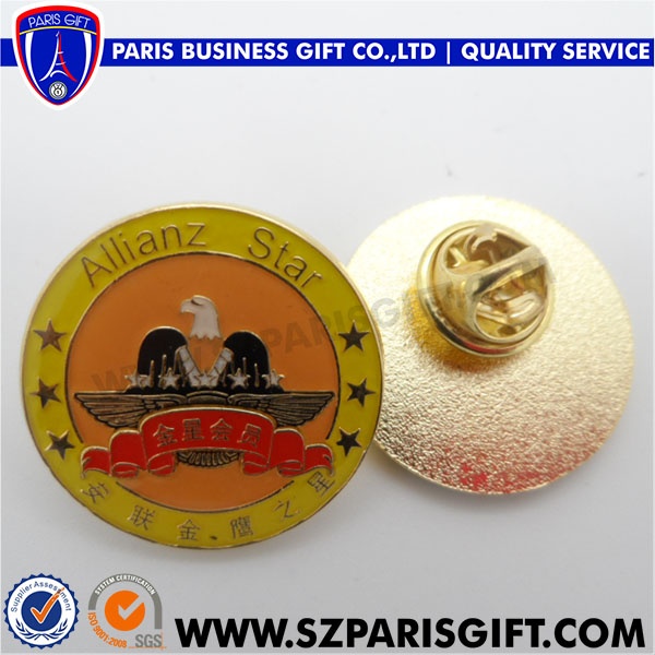 Allianz star round pin cheap soft enamel metal lapel pin or badge