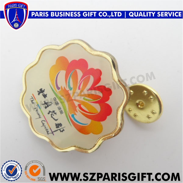 High quality metal wholesale custom pin Peony printing lapel pins with epoxy