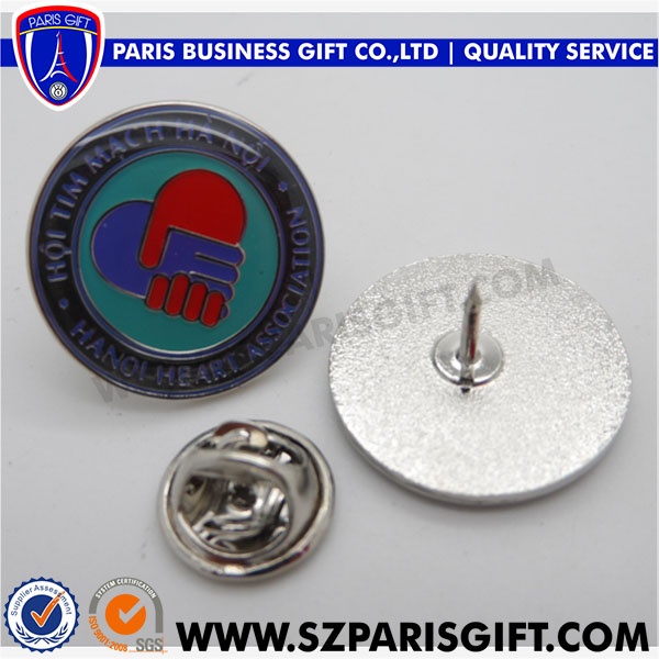Round custom silver lapel pin