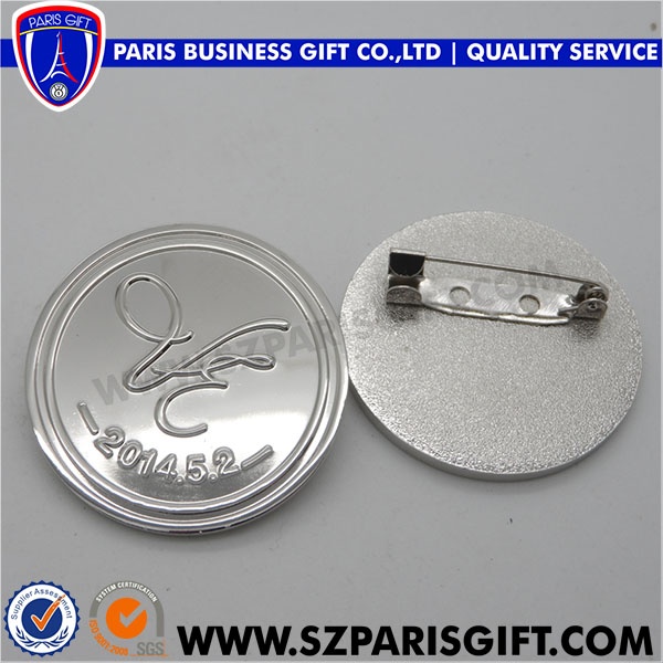 Custom shiny silver lapel pin