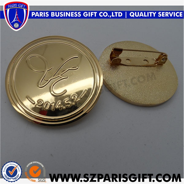 Custom shiny gold lapel pin badge manufacture
