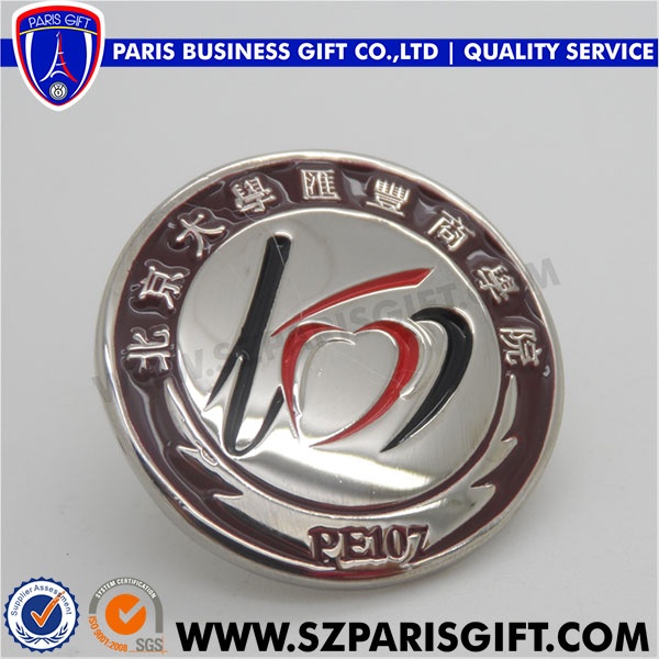 Round silver badge enamel Lapel Pin
