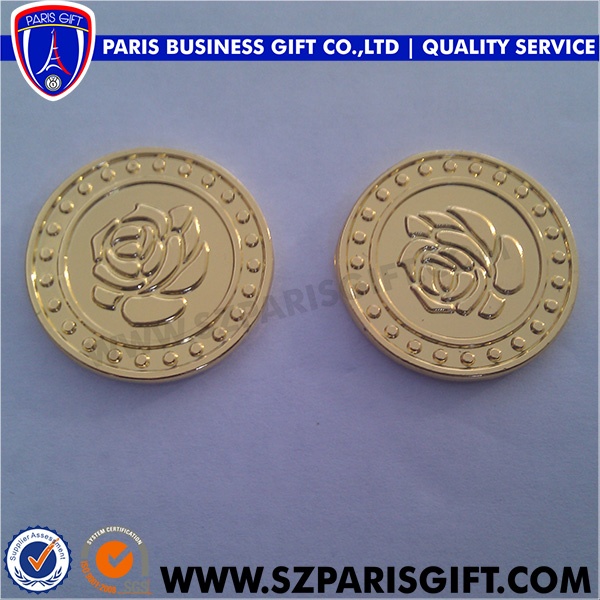 Flower Coin Shiny Gold Metal Coin