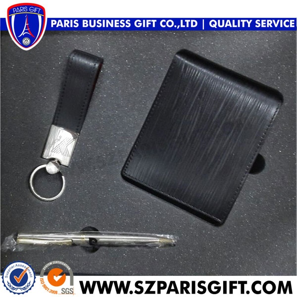 keychain pen keyring with leather wallet