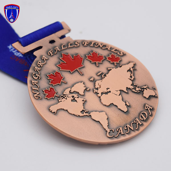 Canada cooper  gymnastics medal ribbon with maple and global map design