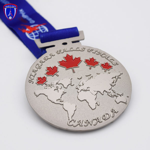 Canada cooper  gymnastics medal ribbon with maple and global map design