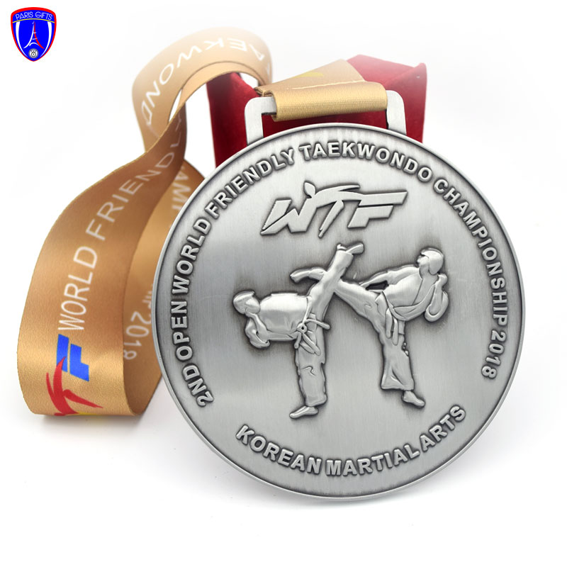 High quality Championships fetal fist judo kung fu award taekwondo medals with ribbon