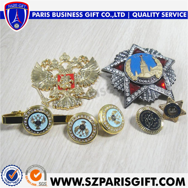 Russia Cufflink And Tie Pins Sets,Russia Badge Medals With Rhinestone