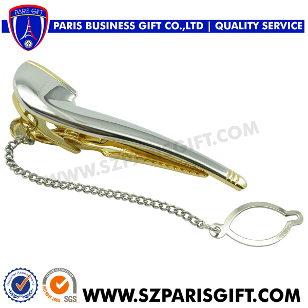 Customized 3D Dual Plating Tie Pin Tie Bar With Chain