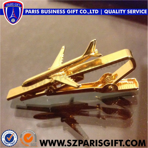 Custom 3d Tie Clip Gold Airplane Tie Pins