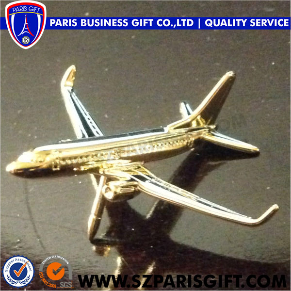 Dual Gold And Silver 3D Airplane Tie Bar