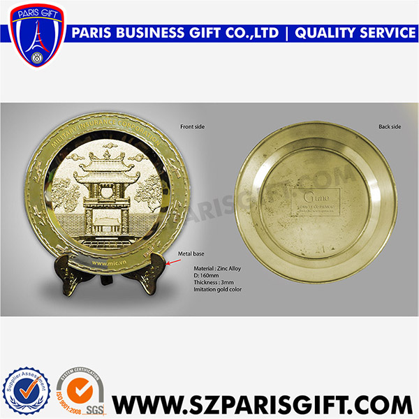 3d Souvenir Gold Plaque Souvenir Metal Plate