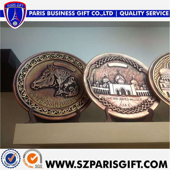 UAE 3d Antique Gold Metal Awards Plates For Government,Commemorative Souvenir Metal Plate